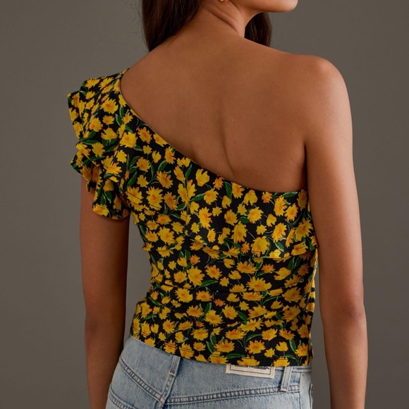 Anthropologie Maeve One-Shoulder Ruffled Top - Picture 8 of 16